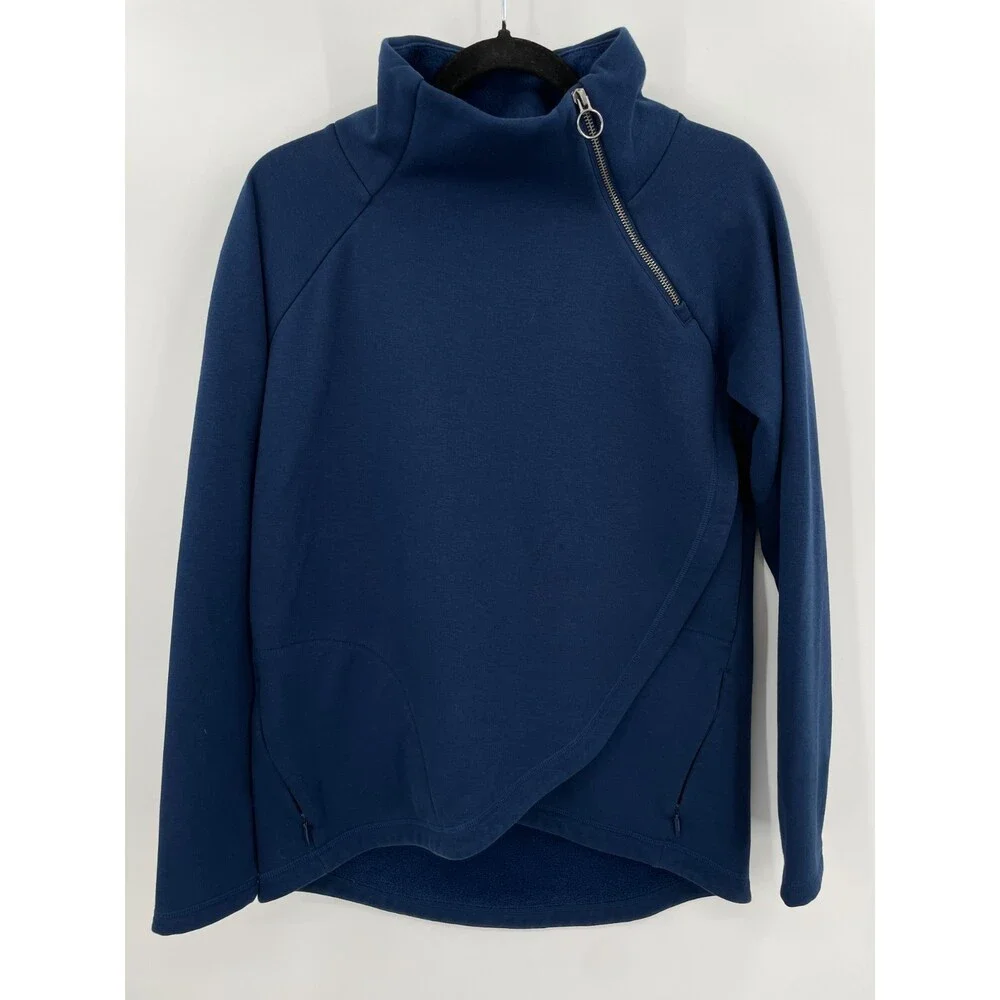 ATHLETA Cozy Karma Asymmetrical Blue Pullover Sweater Jacket Size S - Picture 4 of 12